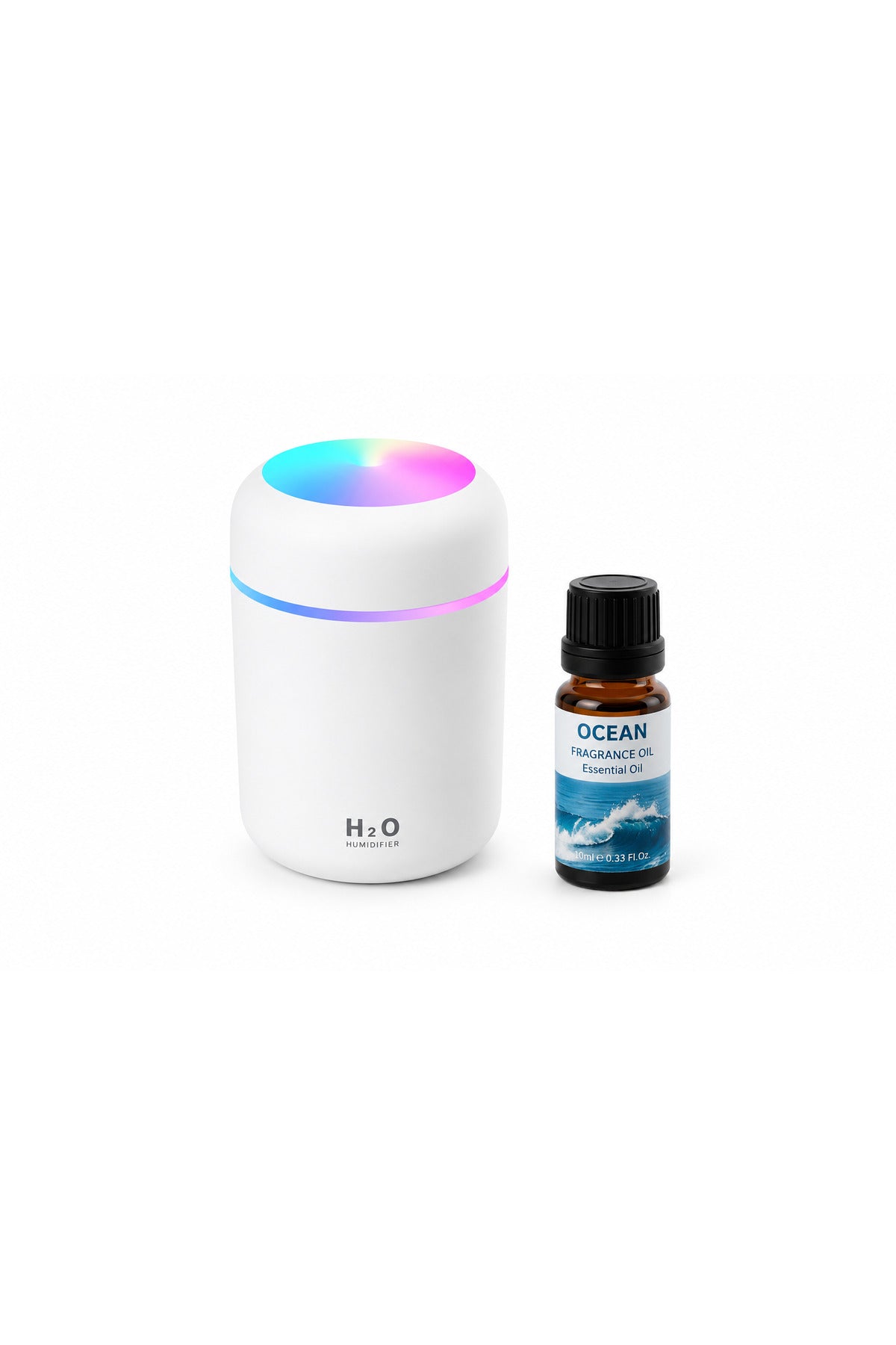 Difuzor de aromaterapie și umidificator de aer H2O, compatibil cu uleiuri esențiale, lumină LED, USB