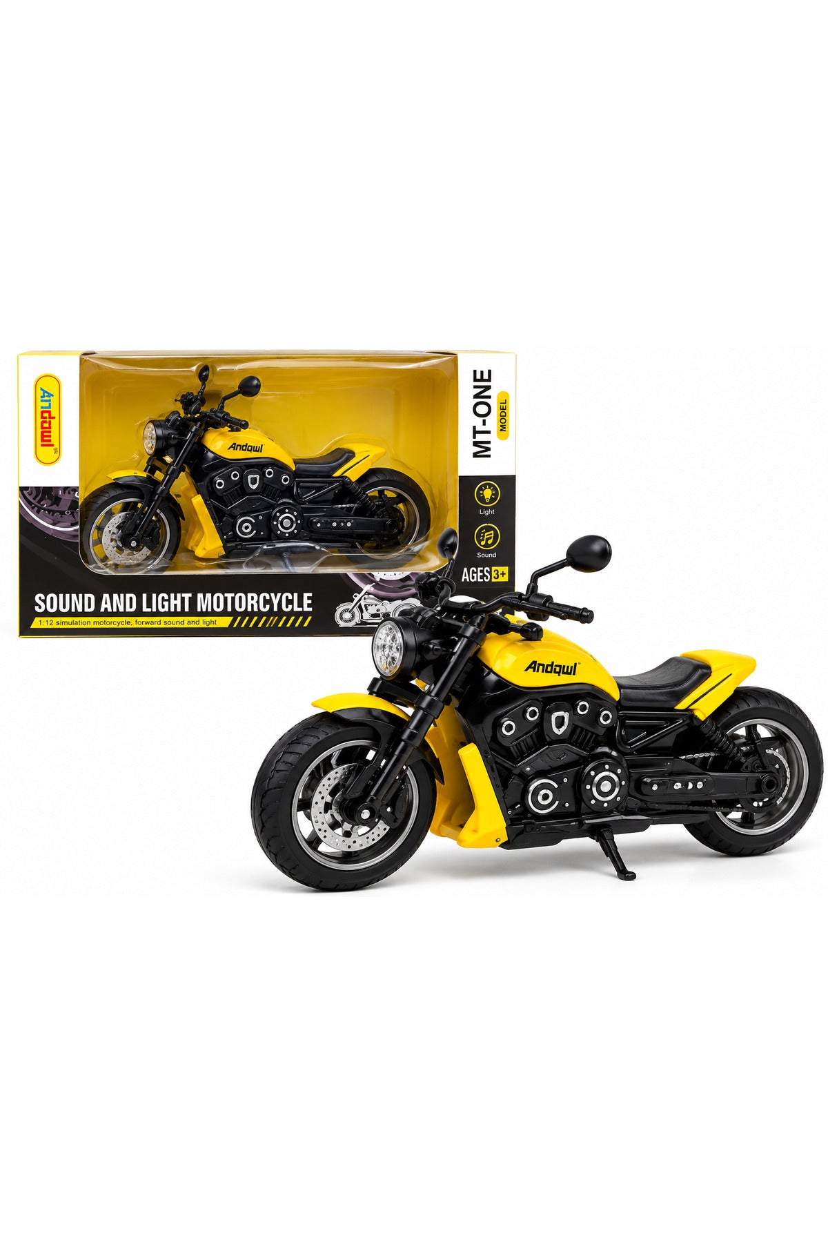 Motocicletă de jucărie MT-ONE cu sunet și lumini, scară 1:12