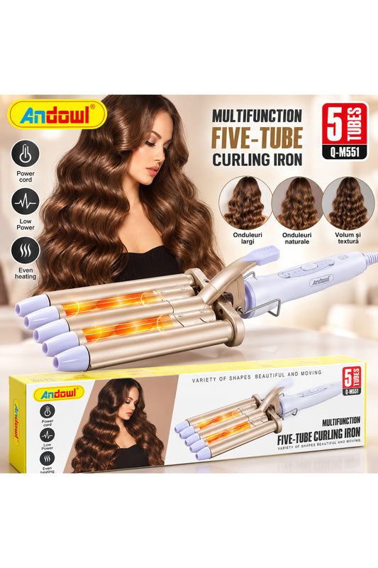 Ondulator de păr Q-M551, 5 tuburi, pentru bucle și valuri