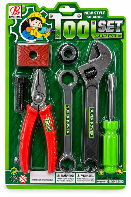 Set unelte de jucărie pentru copii BAI BANG, clește, chei și șurubelniță, multicolor