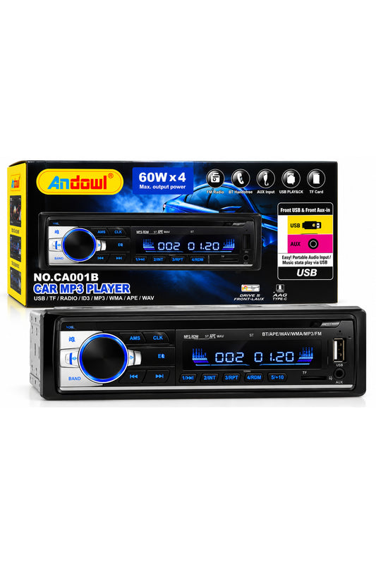 Player auto MP3 CA001B, Bluetooth, USB, AUX, card TF, Radio FM, 4x60W