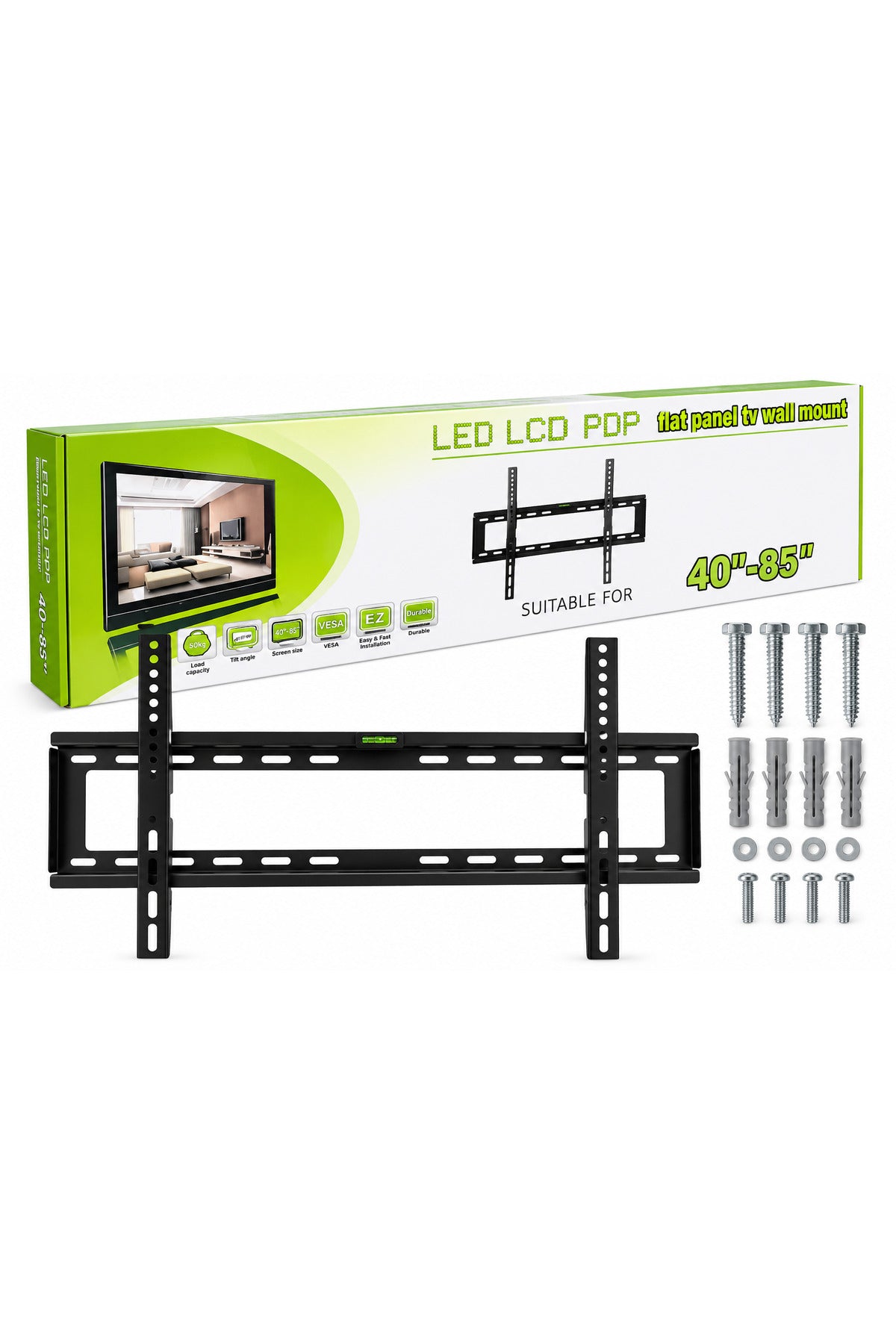 Suport TV de perete pentru LED/LCD, 40–85 inch, VESA, înclinabil, Negru
