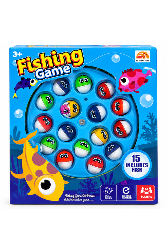 Joc de pescuit pentru copii Fishing Game, 15 pești, rotativ electric, 1-2 jucători, 3+ ani