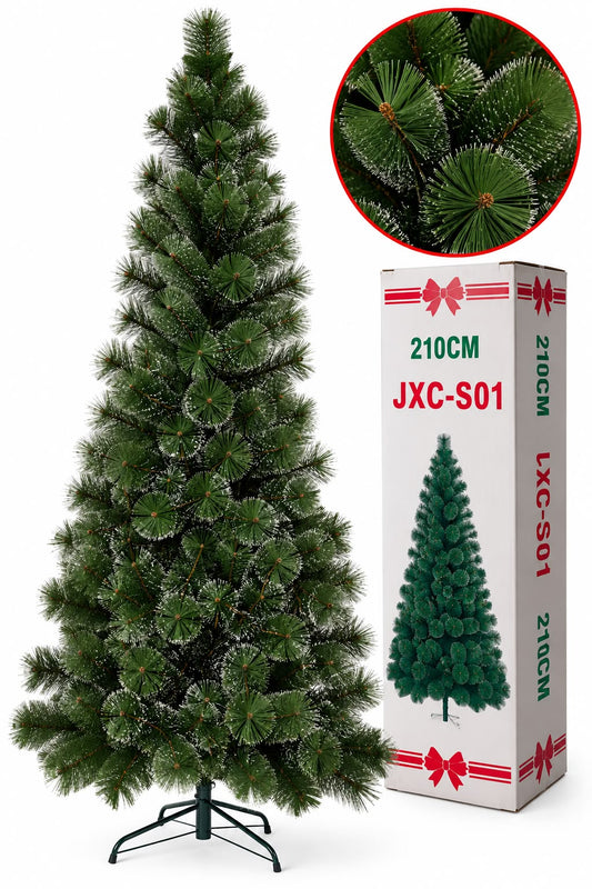 Brad artificial de Crăciun 210 cm JXC-S01, verde, cu suport