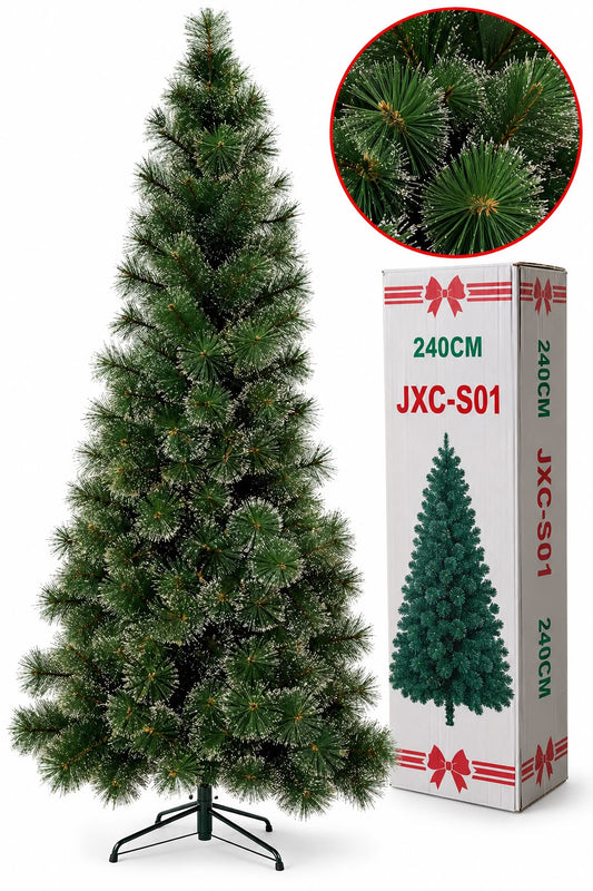 Brad artificial de Crăciun 240 cm JXC-S01, verde, cu suport